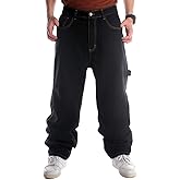 Ylingjun Mens Baggy Hip Hop Jeans Casual Loose Fit Embroidered Skateboard Denim Pants
