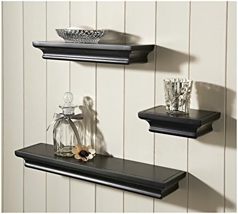 Royce Set of 3 Floating Shelves Wall Shelf Home Storage Black