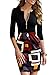 Miusol Women's Deep-V Neck 2/3 Sleeve Slim Sexy Business Pencil Dress
