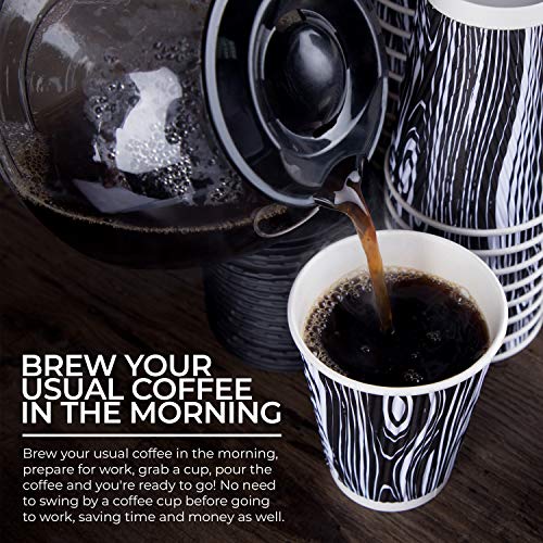 Disposable Paper Coffee Cups 12 Oz - Thick Insulated Cups with Ripple Wall Insulation, Non-Slip & Comfortable - Eco-Friendly & Recyclable - To Go Cups, Ideal for Office, Home, Travel - 50 Pack