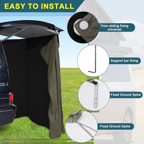Rear Tent Replacement for VW T4/T5/T6/T6.1, Car Tent Tailgate Awning Tailgate Tent Waterproof Portable for T5 T6 Bus, Front SUV Van Camping