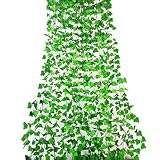 RURALITY 96 Feet - 12 Artificial Ivy Garland Fake Green Vines Decoration for Wedding Patio Fence (Green 1)