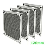 120mm Computer Fan Filter Grills with Screws, Ultra Fine Aluminum Mesh, Silver Color - 4 Pack