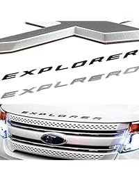 Emblema de campana de metal mate, para Ford Explorer, no de plástico, negro plata, cubierta de la cabeza del coche, logotipo de letra inglesa para decoración del coche.