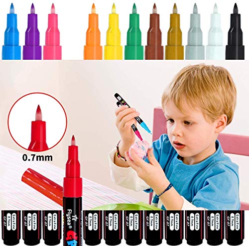 Acrylic Paint Pens, 12 Colors Acrylic Marker Pens Permanent Drawing Pens for Rock Painting,Gift Card Making, Painting, DIY Photo Album, Scrapbook Crafts,Journal,Doodling,Planning,Highlighting