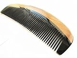 Myhsmooth Gb-by-nt Handmade Premium Quality Natural Green Sandalwood Comb with Natural Wood Aromatic Smell (Narrow-tooth, Black Buffalo Horn & Green Sandal Wood, Moon Gift)