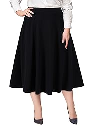 Moon Wood Women's Plus Size Midi Skirt High Elastic