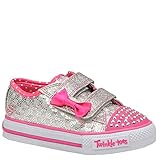 Skechers Kids Twinkle Toes Light-up Sneaker,Silver/Hot Pink,10 M US Toddler