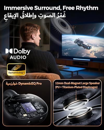 SOUNDPEATS Clip1 Open Ear Earbuds, Premium Dolby Audio & Hi-Res Clip on Headphones, Bluetooth 5.4 Wireless Earphones with AI ENC Noise Cancellation, LDAC, 40H Playtime, IPX5, Fast Charging