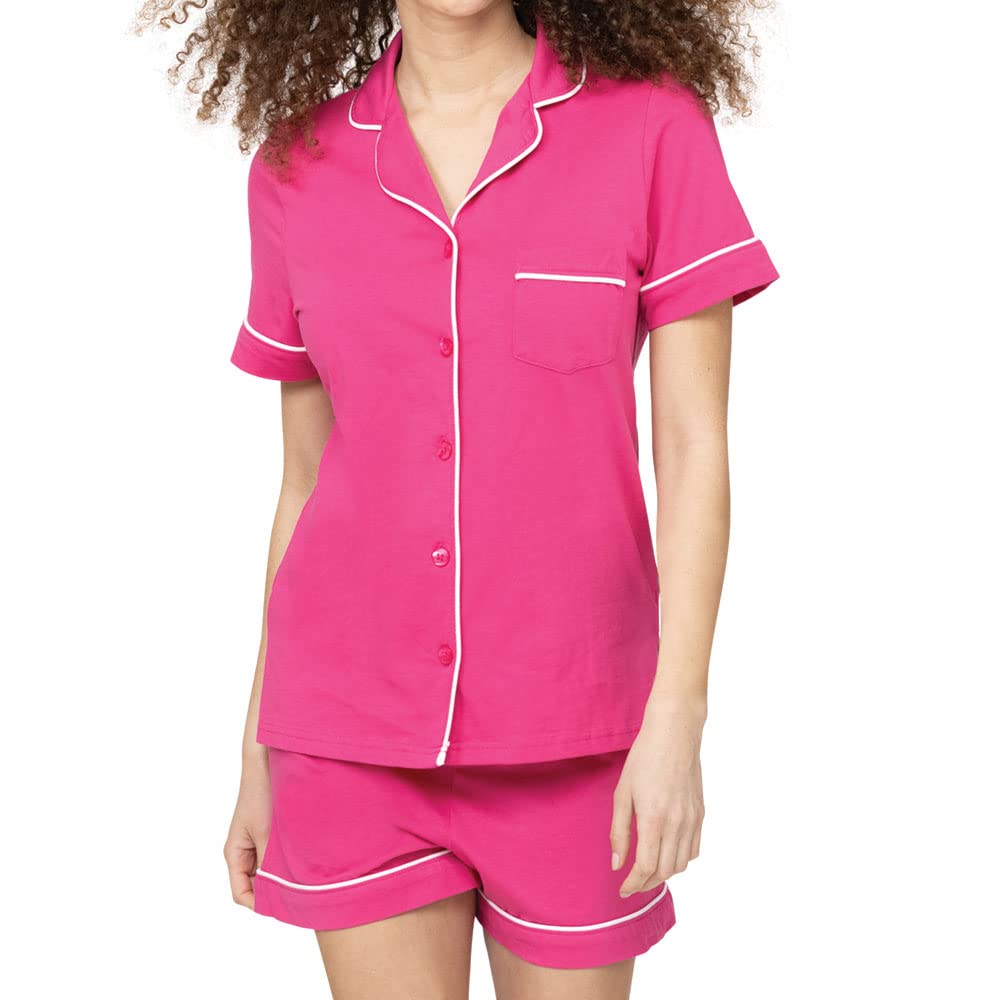 PajamaGram Women Pajamas - Womens Pajamas Shorts Set, Fuchsia, SM Image