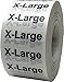 1.25 x 5" Apparel X-Large Wrap Around Size Strip Labels for Folded Retail Clothing | 125 Clear Size Stickers with Black Font and White Backing For Easy Visibility - Apparel Safe Re-Adjustable Adhesive - Eco-Friendly Print