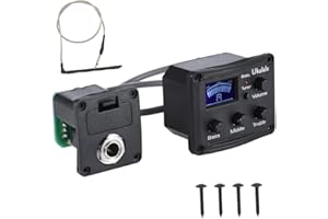 1 Set Ukulele Piezo Pickup with 3-Band EQ & Preamp – Built-in LCD Tuner, Volume Control, Premium Ukelele Pickup System for En