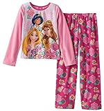 Disney Princess Big Girls' Belle Aurora Rapunzel Cozy Fleece Pajama Set