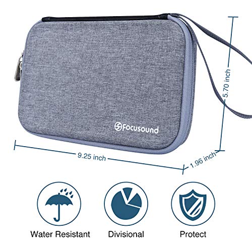 Focusound Harmonica Case, Zippered Carry Case with Soft Mesh, Special Slots for 7 Harmonicas, Gray