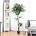 Goplus 5.5FT Ficus Silk Leaf Artificial Tree, Potted Fake Tree w/Green Leaves and Natural Trunk, Maintenance Free, Tall Faux Plant for Indoor Outdoor Decoration