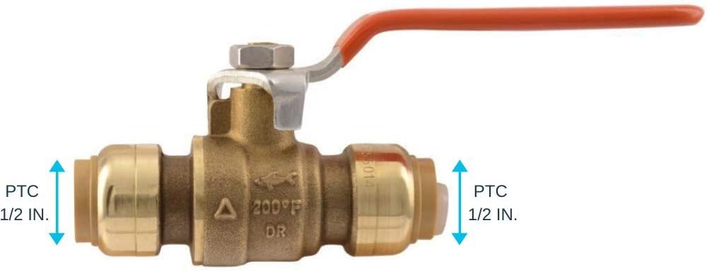 SharkBite 22222-0000LFA Ball Valve, Water Valve Shut Off, Push-to-Connect, PEX, Copper, CPVC, PE-RT, HDPE, 1/2 Inch x 1/2 Inch: Home Improvement