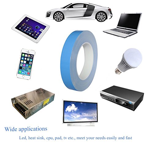 AIYUNNI Double Sided Tape 10mm x 25M x 0.25mm Thermal Adhesive Tape Cooling Pad Double Side Tapes Apply to Heatsink LED IGBT IC Chip Computer CPU GPU Modules MOS Tube SSD Drives