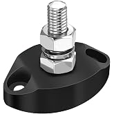 LENKRAD M6 Single Stud Bus Bar Stainless 150A Power Distribution Block 12V Battery Junction Post, Black Automotive Ground Post with Insulated Base, RV Marine New Energy Buss