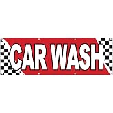 4LessCo 2x6 Feet CAR WASH Banner Store Sign Fabric Polyester With Grommets rb