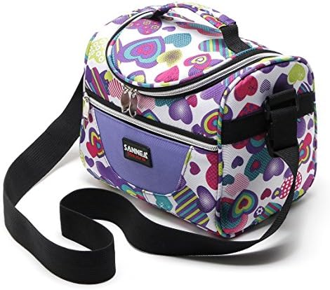 Insulated Lunch Bag, Sanne Adult Lunch Box For Work Men/Women /Kids with Adjustable Strap and Zip Closure Travel Lunch Tote, Front Pocket (Purple)