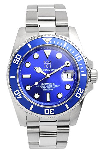 HYAKUICHI Men's 101 Diver's 200M Quartz Stainless Steel Blue Watch