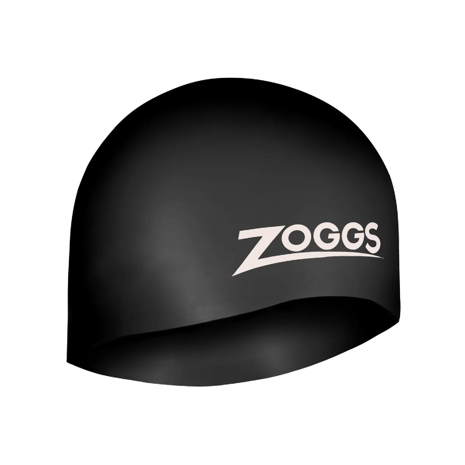 Zoggs Unisex Adult Easy-Fit Silicone Swimming Cap - Black, One Size