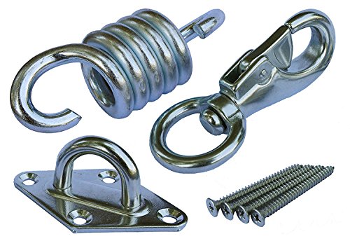 SogYupk Hammock Chair Ultimate Hanging Kit - Stainless Steel 500 LB Capacity Hammock Spring, Swivel Hook, and Ceiling Hammock Mount (with 4 Stainless mounting Screws)
