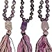 108 Mala Bead Necklace - 8mm Amethyst Aquamarine Stones - Amethyst Guru Bead - Sari Silk Tassel - Meditation, Mindfulness, Yoga - Mala to Foster Protection, Peace and Abundance