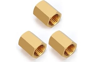 Joywayus Brass Pipe Fitting Connector Straight Hex Nipple Coupler 1/2”X 1/2” Female Thread For Water Oil and Air (Pack of 3)