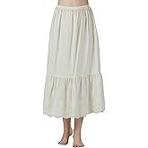 BEAUTELICATE Half Slip Skirt Extender 100% Cotton Vintage Underskirt with Lace Embroidery