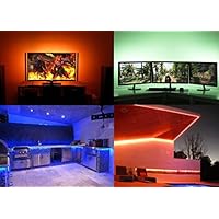 LED TV Strip lights UL-Certified. 16.4Ft, Waterproof IP65, Multi Color Remote Control, with 3 L-Connectors, LED Color changing kit. LED Strips for TV, Mood lighting,Christmas Decoration Indoor Outdoor