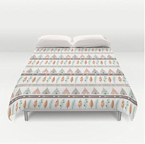 Mint & Coral Teepee Tribal Microfleece Duvet Cover