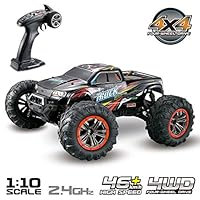 Hosim Large Size 1:10 Scale High Speed 46km/h 4WD 2.4Ghz Remote Control Truck 9125,Radio Controlled Off-road RC Car Electronic Monster Truck R/C RTR Hobby Grade Cross-country Car (Black)