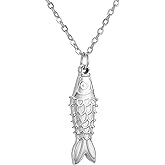 Yepelesi Fish Pendant Necklace for Women Stainless Steel Waterproof Fish Charm Necklace Boho Dainty Summer Ocean Minimalist Jewelry