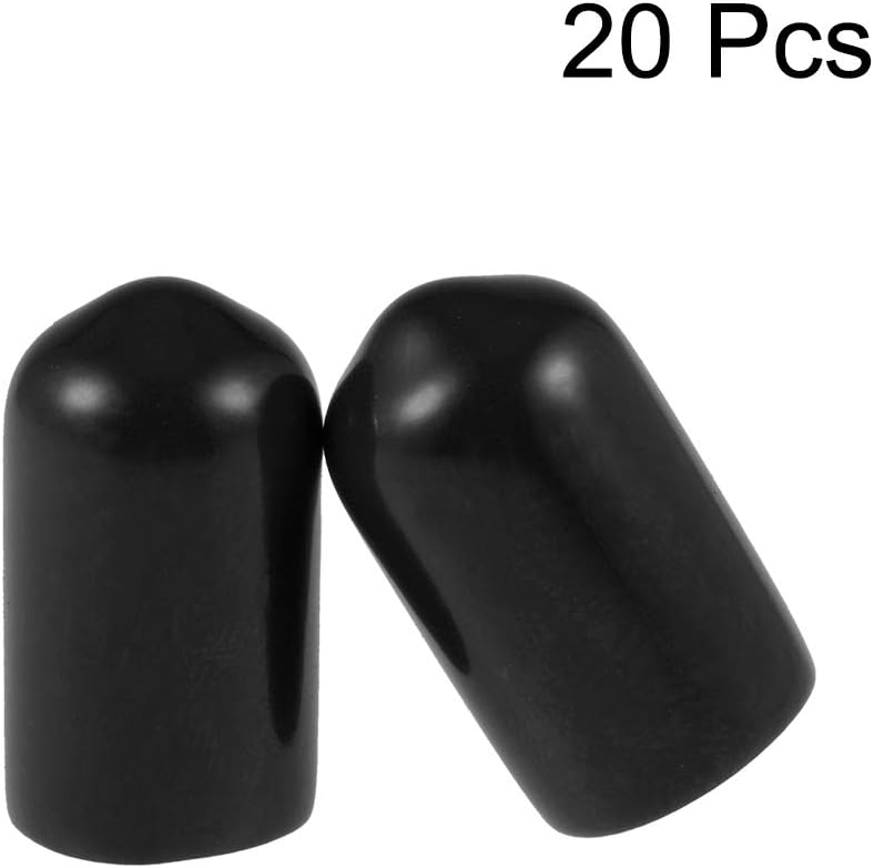 sourcing map 20pcs Rubber End Caps 7mm ID Vinyl Round Tube Bolt Cap Cover Thread Protectors Black - Image 3
