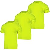 VENDACE Safety T Shirts High Visibility 3 Pack Hi Vis Short Sleeve Construction Work Shirts for Men(Yellow,L)