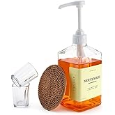 eBun 37oz Glass Mouthwash Pump Dispenser with Cups for Bathroom - Guest Bathroom Essentials, Mouthwash Container, Mouthwash Bottle, Easy Reach Mouthwash Pump Dispenser, Mouthwash Decanter