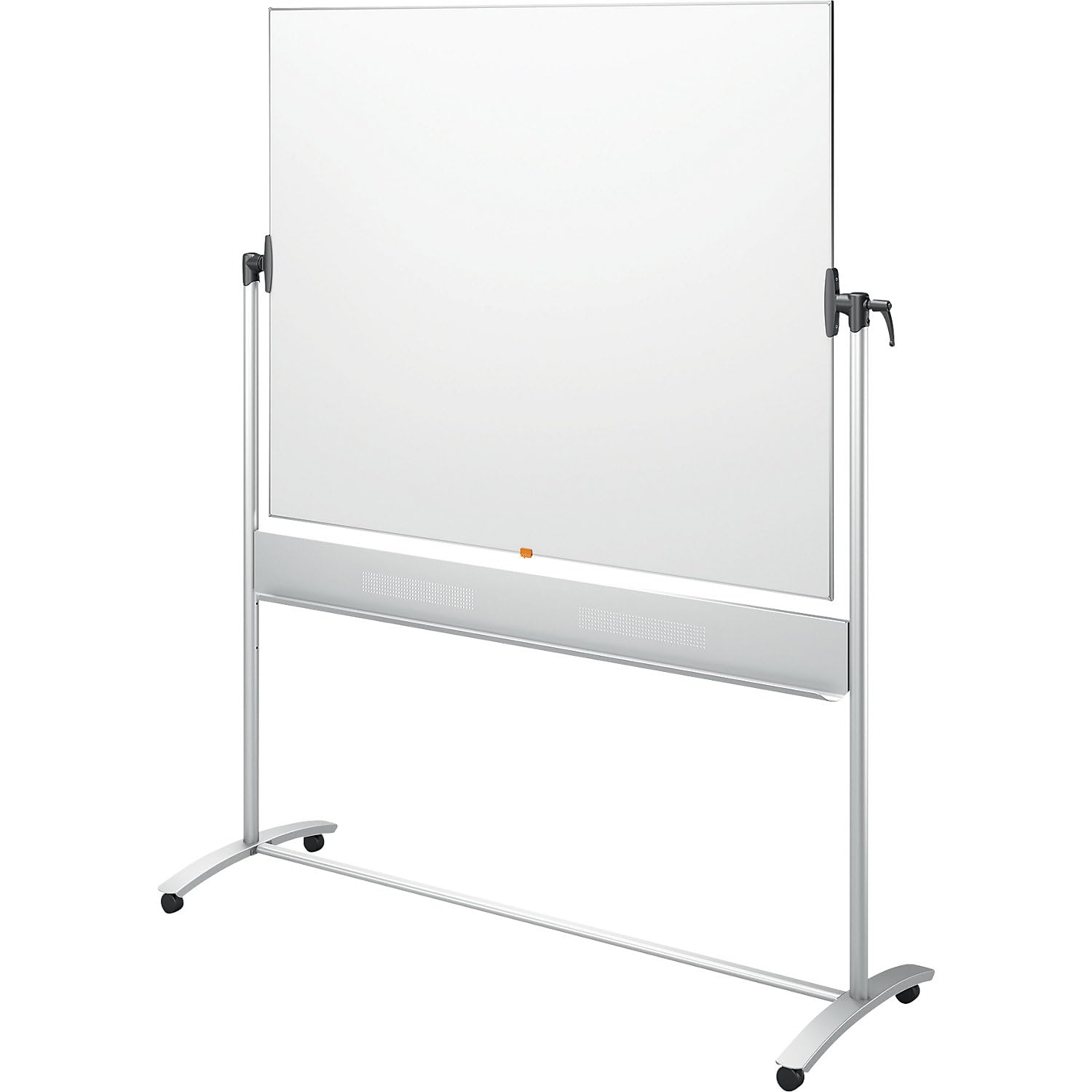 Nobo Steel Mobile Dry Wipe Magnetic Whiteboard With Horizontal Pivot (Flips Top To Bottom), Free Standing Mobile Whiteboard On Castor Wheels, With Pen Tray Holder & Marker, White, 1901029