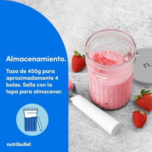 Chill – Heladera para gelato, helados, yogur helado, smoothie bowls, sorbetes, 5 programas automáticos, máquina de helados, 3 recipientes con tapa, ideal para familias, blanco (NBD0503W)