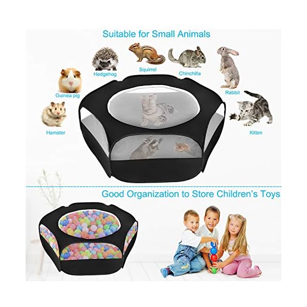 XIRGS-Small-Animal-Playpen-Waterproof-Small-Pet-Cage-Tent-Portable-Outdoor-Exercise-Yard-Fence-with-Top-Cover-Anti-Escape-Yard-Fence-for-HamsterKittenCatRabbitsBunnyGuinea-PigPuppyChinchillas XIRGS Small Animal Playpen, Waterproof Small Pet Cage Tent Portable Outdoor Exercise Yard Fence with Top Cover Anti…