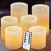 Flameless Candles -Battery Candles-Battery Powered Classic Pillar Optical Fiber Wick Real Wax Candle Set (3