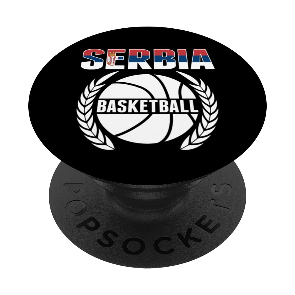 Proud Serbia Basketball Fans Jersey Serbian Flag Baller Team PopSockets Swappable PopGrip