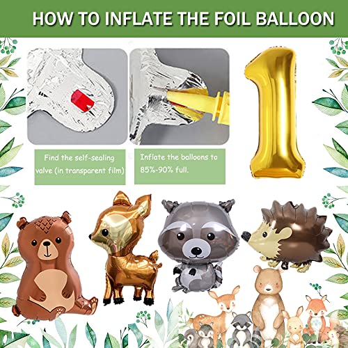 FUBABCO Birthday Decoration 1 Year Boy Girl Jungle Animal Balloons Jungle Party Kids First
