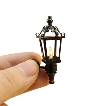 XuBa Mini Black Outdoor Metal Wall Lamp for 1:12 Doll House Decoration
