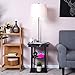Costzon Floor Lamp, Swing Arm Lamp w/Shade Built in End Table Includes 2 USB Ports (White Shade)