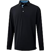 DTWOOO Men's Polo Shirt Long Sleeve Casual Solid Dry Fit High Performance Designed Collared Golf Men's Polo Shirt