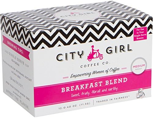 City Girl Coffee Breakfast Blend Single Serve Keurig KCUP, 12 Pods/Box, Medium Roast, Sourced from Women-Owned Farms