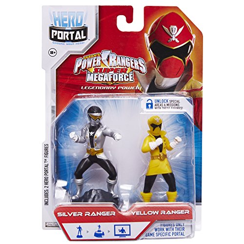 UPC 039897823034, Jakks Pacific, Hero Portal, Saban&#39;s Power Rangers Super Megaforce Booster Pack, Silver Ranger and Yellow Ranger