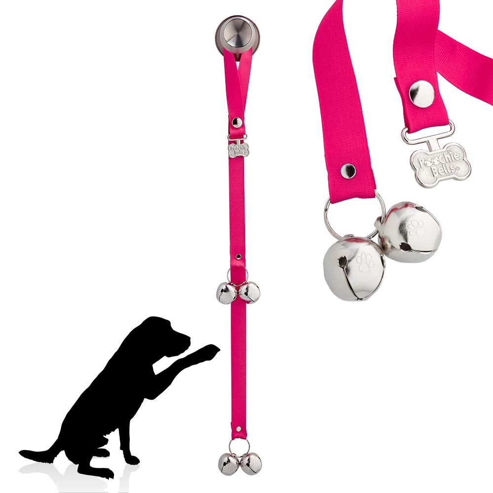 PoochieBells the Original & Trusted Housetraining & Potty Time Dog Doorbell for Loving Dog Families Since 2005. A clear, pleasant and easy way for your family to know when its potty time for your furry best friend. All PoochieBells are individually handcrafted in the USA. Hot Pink