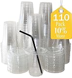 Sugarman Creations Clear Plastic Disposable Cups with Flat Lids, 12-Ounce (110 Piece)